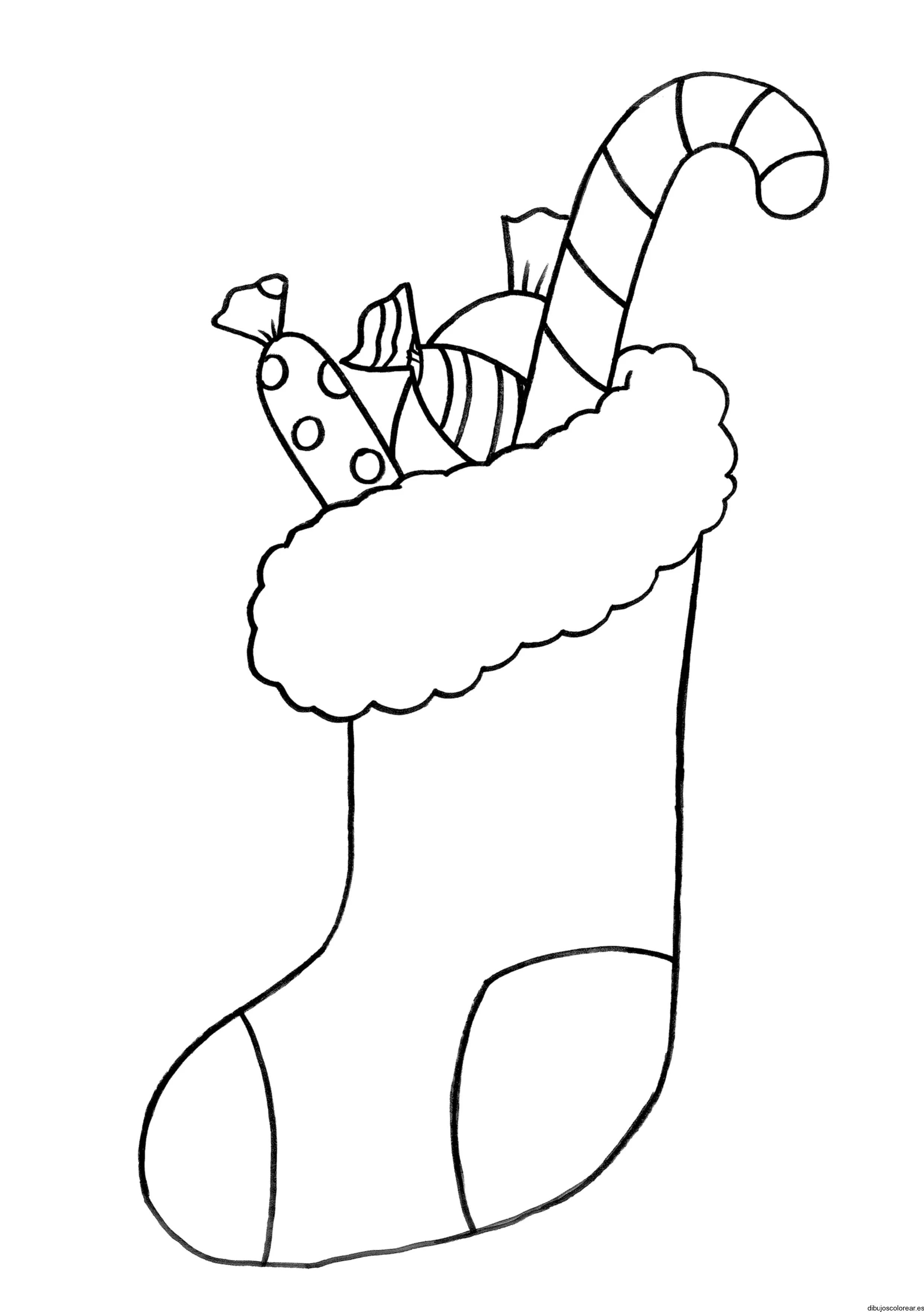 Dibujo de un calcetín con dulces | Dibujos para Colorear