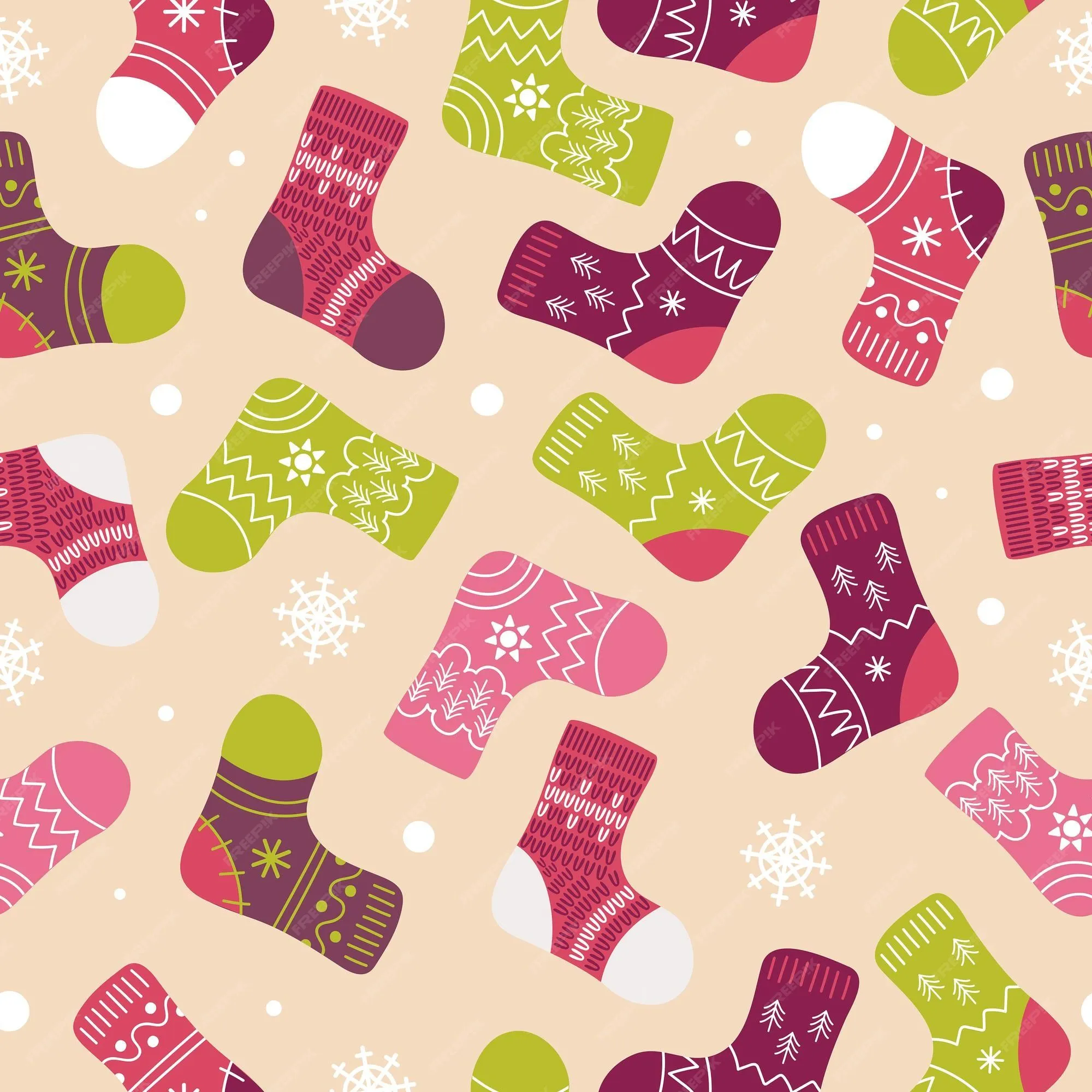 Calcetines de navidad brillantes medias ropa de invierno con motivos  escandinavos, copos de nieve en dibujos animados | Vector Premium