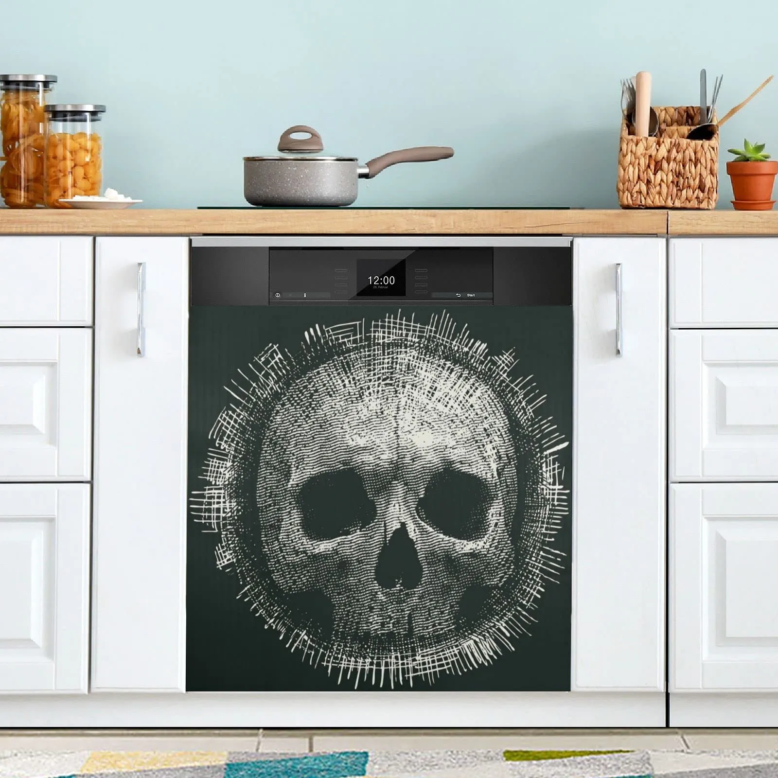 Calcomanía magnética para panel de puerta de lavaplatos, diseño de calavera  para nevera, calcomanías para armarios del hogar (extraíble 23 x 26  pulgadas, fácilmente recortable), magnética : Amazon.com.mx: Hogar y Cocina