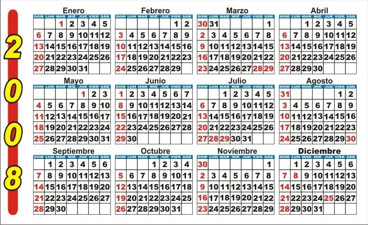 Calendario de 2008 - Imagui