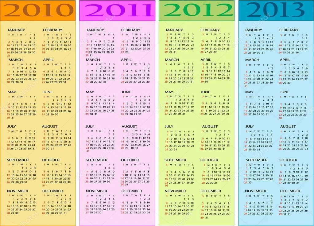 Calendario 2010, 2011, 2012, 2013 — Vector stock © jelen80 #