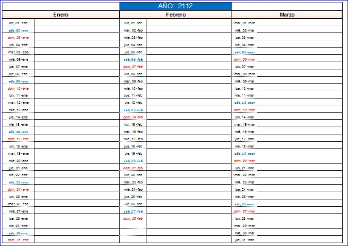 Calendario 2011 – 2012 anotaciones en pdf