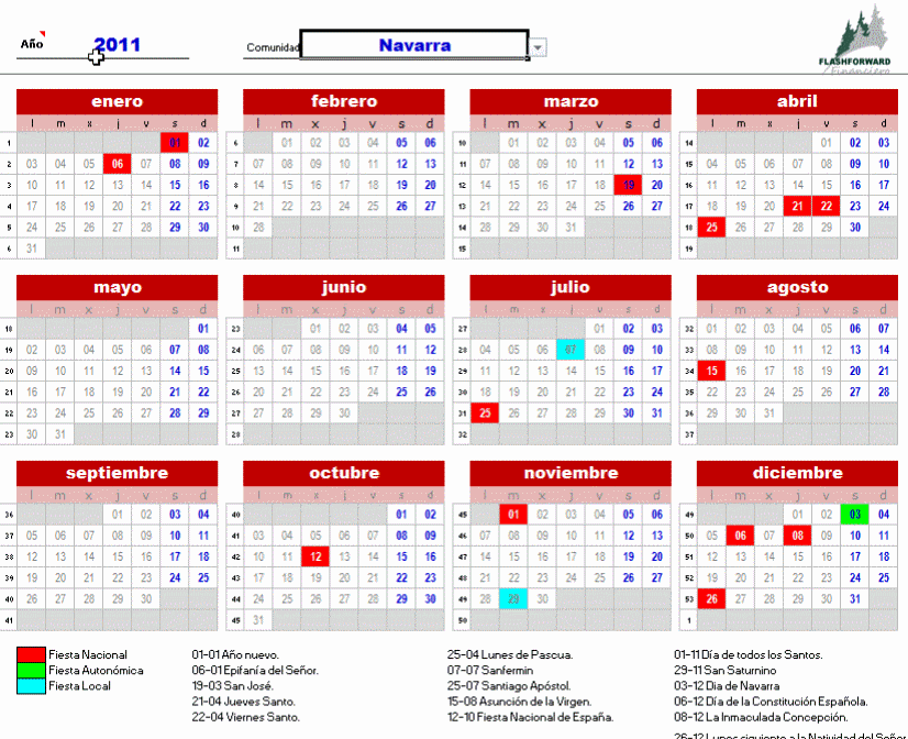 Calendario 2011 por semanas - Imagui