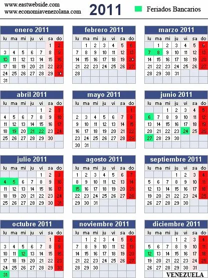 Calendario 2011 Colombia Festivos