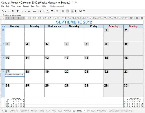 Calendario 2012 - 2013 para imprimir y descargar con estas ...