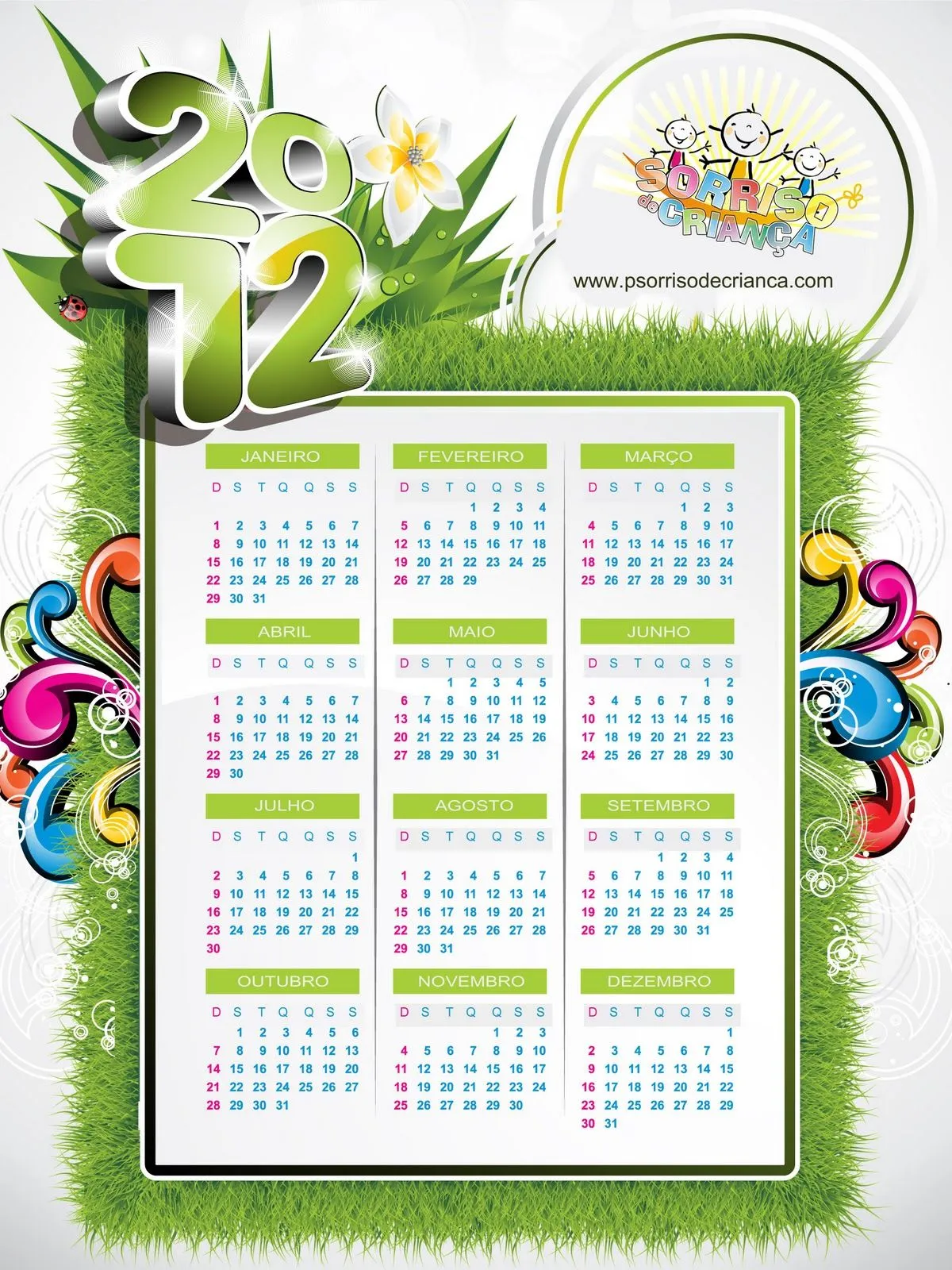 Calendário 2012 - Associação Sorriso de Criança