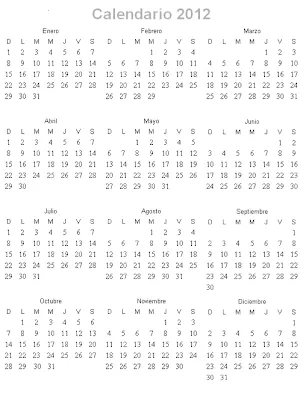 Calendario 2012 para colorear ~ 4 Dibujo