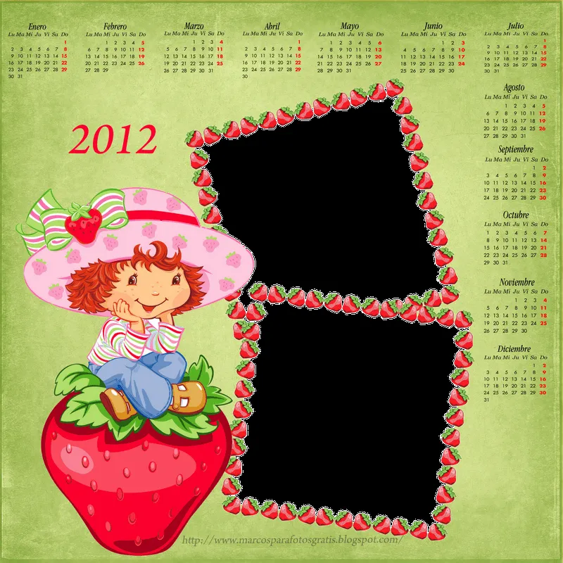 MARCOS GRATIS PARA FOTOS: CALENDARIO 2012, FORMATO PNG.,