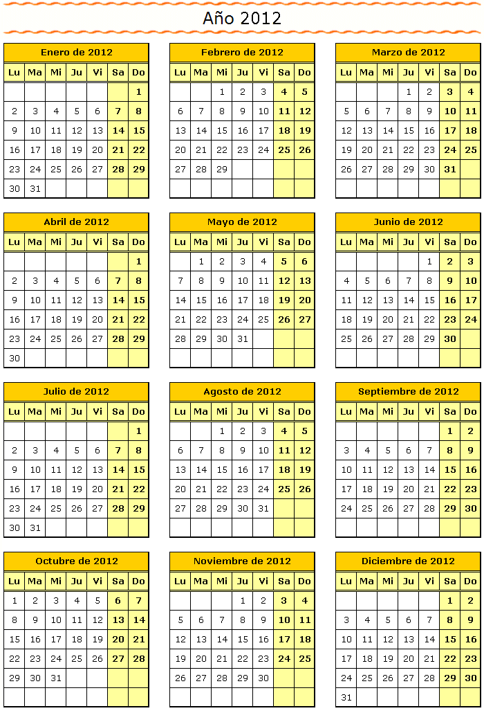Calendario 2012 Para Imprimir | Search Results | New Calendar Template