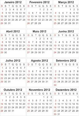 CALENDÁRIO 2012 PARA IMPRIMIR, FERIADOS NACIONAIS | beleza ... CALENDÁRIO 2012 PARA IMPRIMIR, FERIADOS NACIONAIS | beleza ...