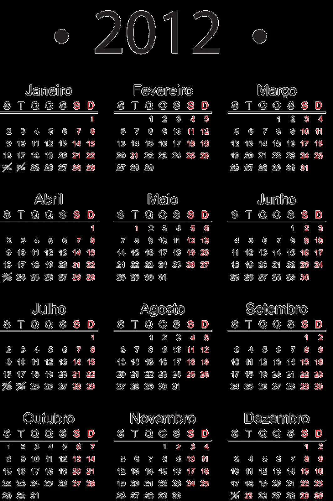 Calendario 2012 Para Imprimir Con Festivos