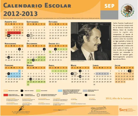 Calendario Escolar 2012-2013 México - Para Imprimir Gratis ...