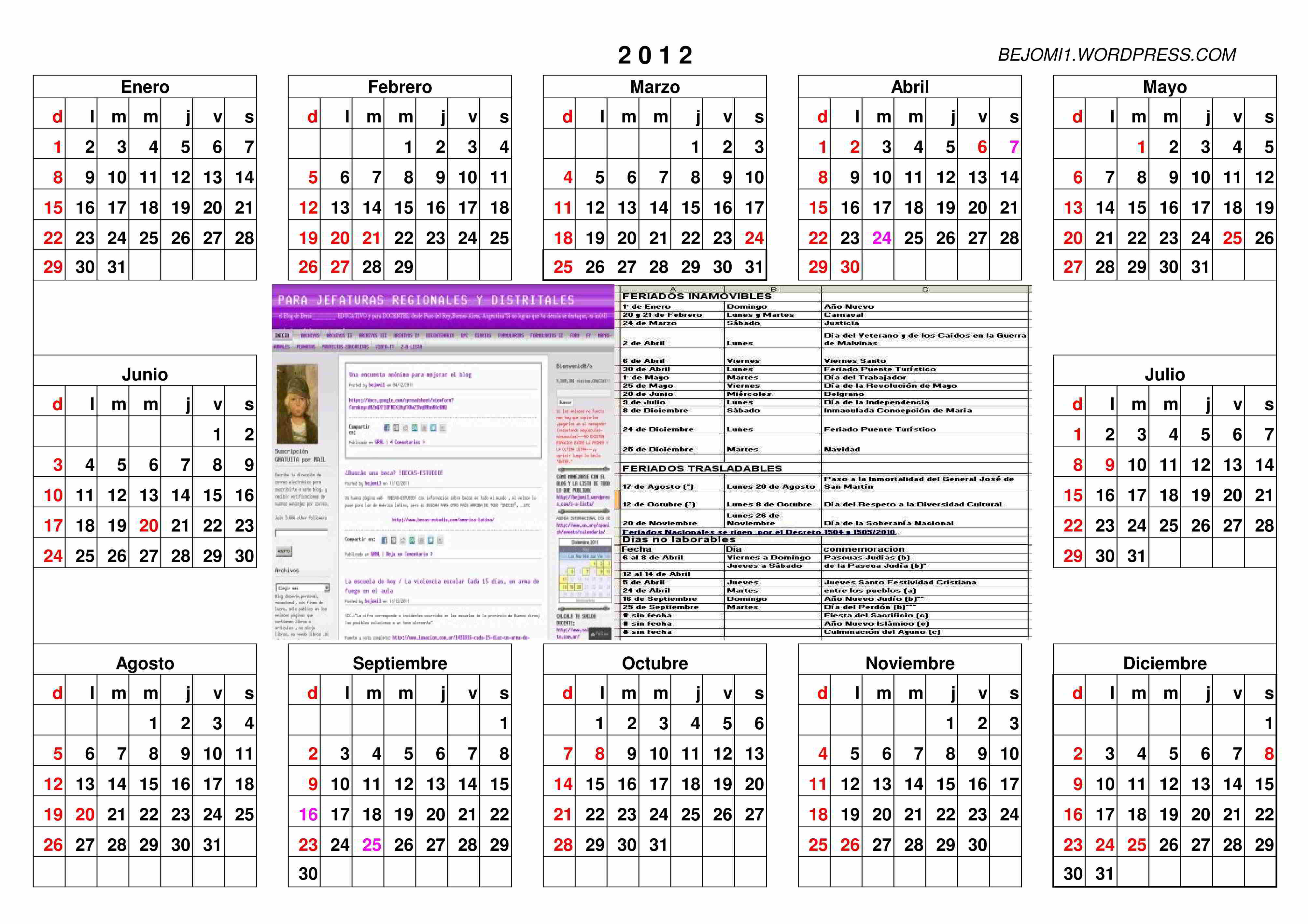 CALENDARIO 2012 « PARA JEFATURAS REGIONALES Y DISTRITALES CALENDARIO 2012 « PARA JEFATURAS REGIONALES Y DISTRITALES