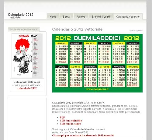 Calendario 2012 per Illustrator e Corel Draw