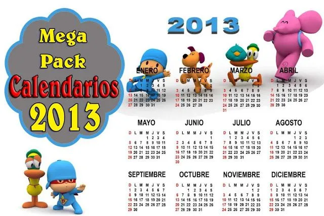 Calendario 2013 animado para imprimir - Imagui