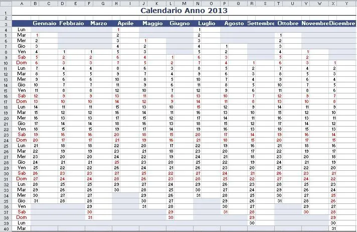 Calendario 2013 excel - Imagui