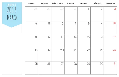 Dibujos para Colorear: Marzo 2013 calendario Dibujos para Colorear: Marzo 2013 calendario