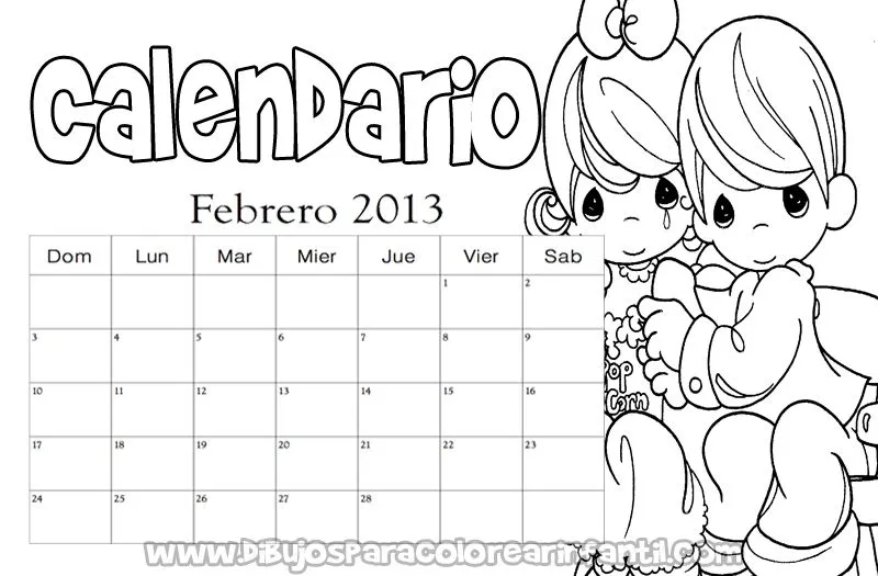 CALENDARIO FEBRERO 2013 PARA COLOREAR - Imagui