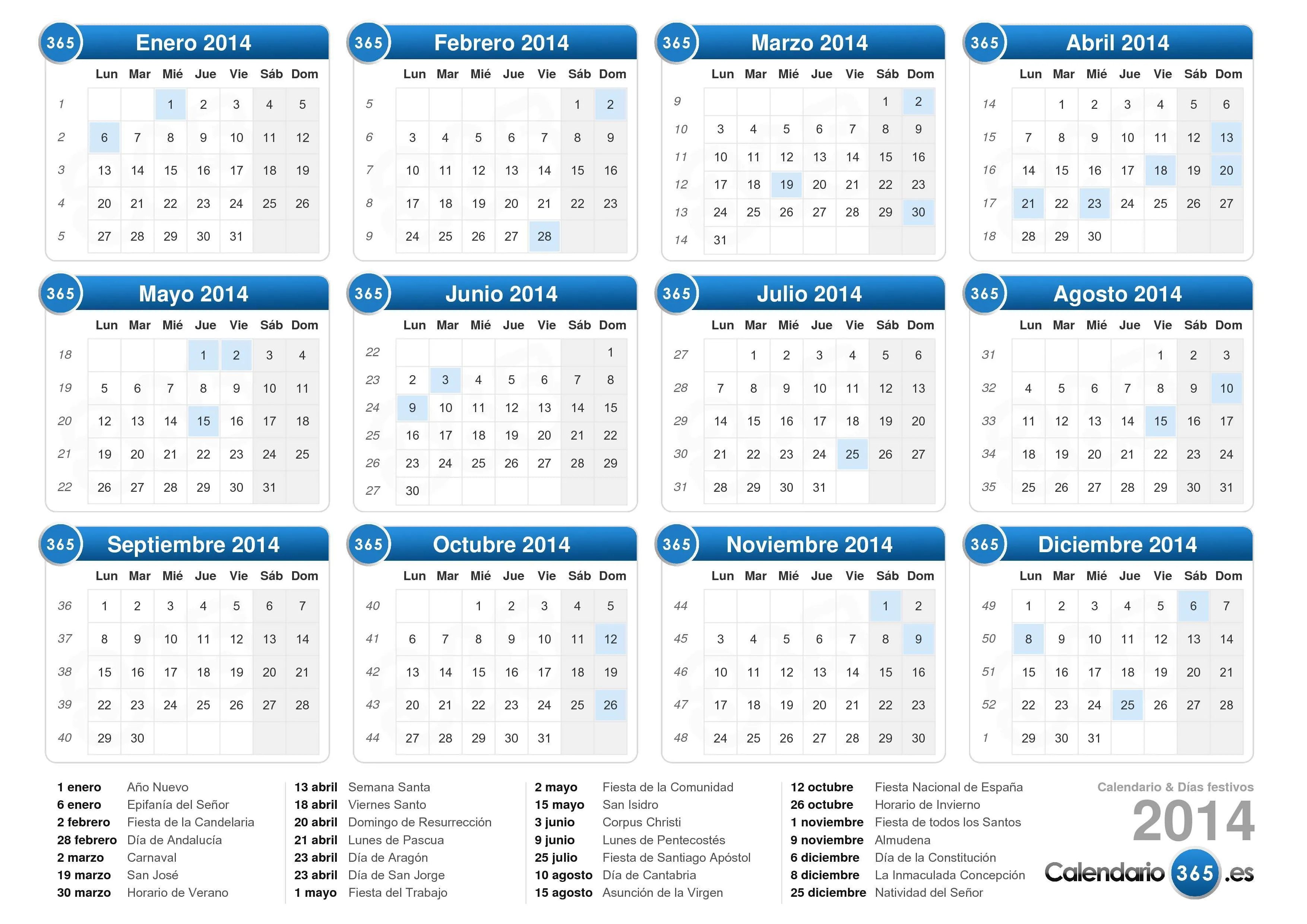 Calendario 2014