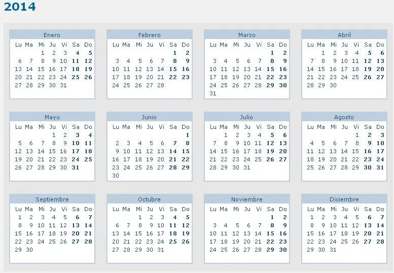 calendario 2014 | Blog de Nominas y Seguros Sociales - Software Asinom