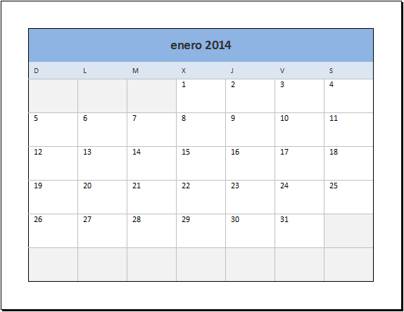 Calendario 2014 en Excel - Excel Total