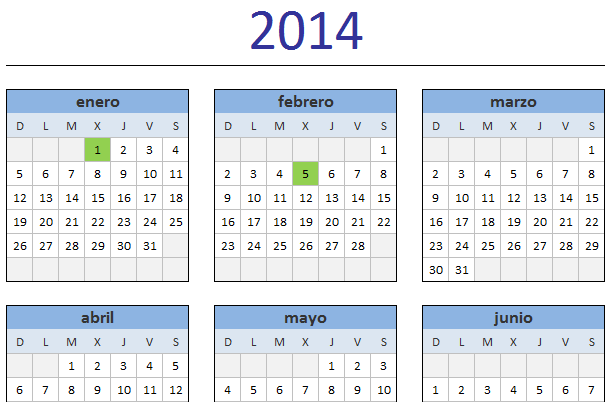 Calendario 2014 en Excel - Excel Total