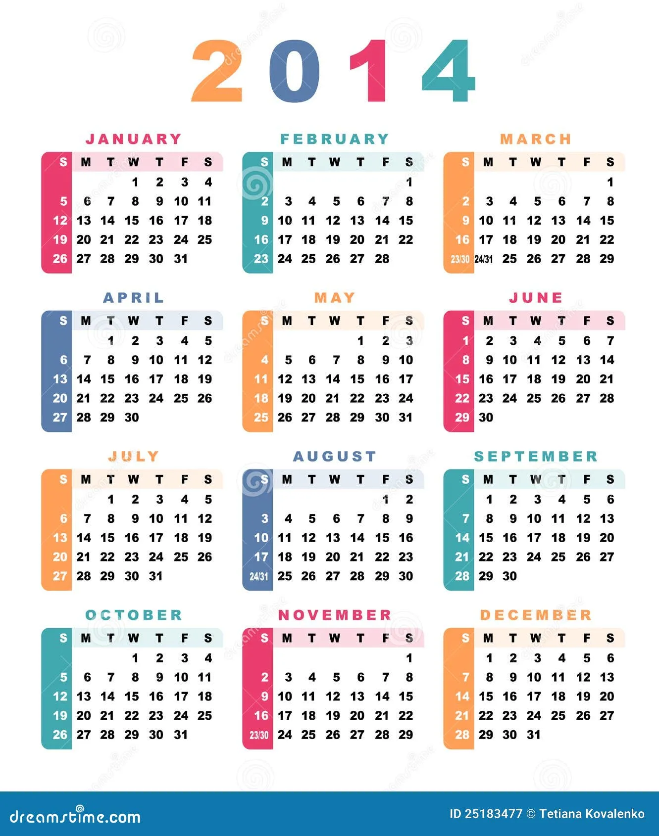 Calendario 2014 Fotografía de archivo libre de regalías - Imagen ...