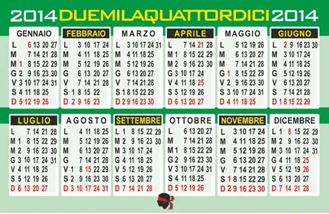 Calendario 2014 tascabile, da stampare | Space Total