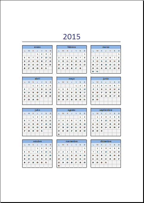 Calendario 2015 en Excel - Excel Total