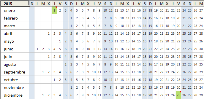 Calendario 2015 en Excel - Excel Total