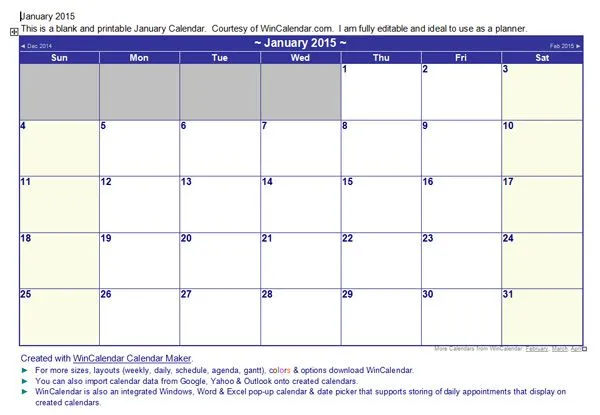 Calendario 2015 para imprimir, descarga más de 100 plantillas ...