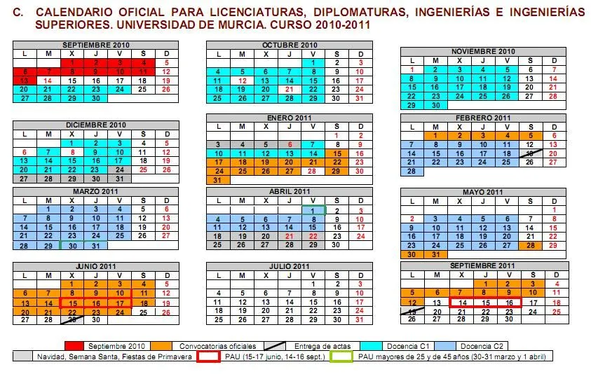 Calendario académico curso 2010-2011 | Delegación de alumnos de la ... Calendario académico curso 2010-2011 | Delegación de alumnos de la ...