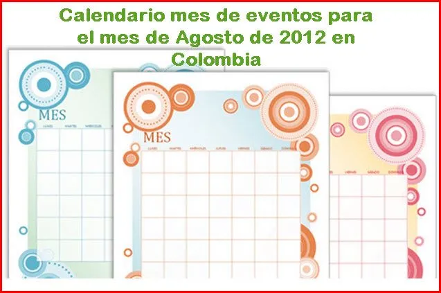 Calendario agosto 2012 - Calendario 2012 colombia - Calendario de ...