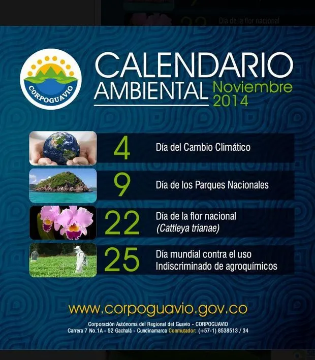 Calendario ambiental de noviembre 2014 | @Corpoguavio ...