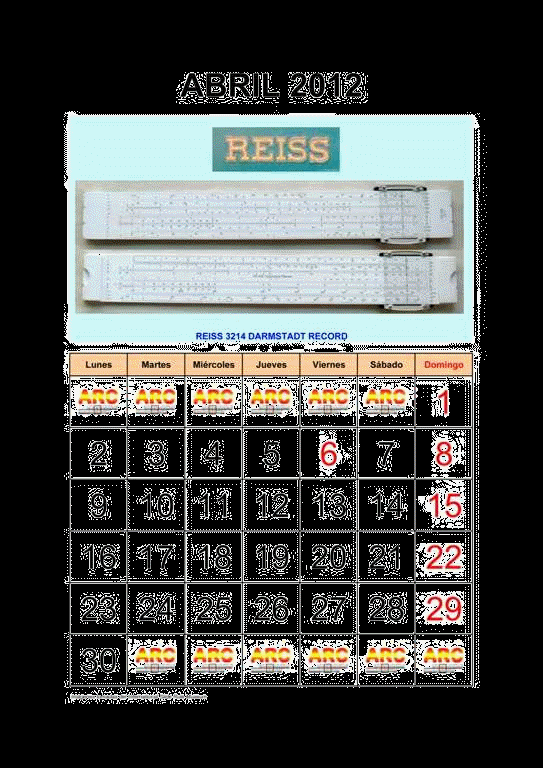 CALENDARIO ARC 2012 PARA DESCARGAR E IMPRIMIR !!