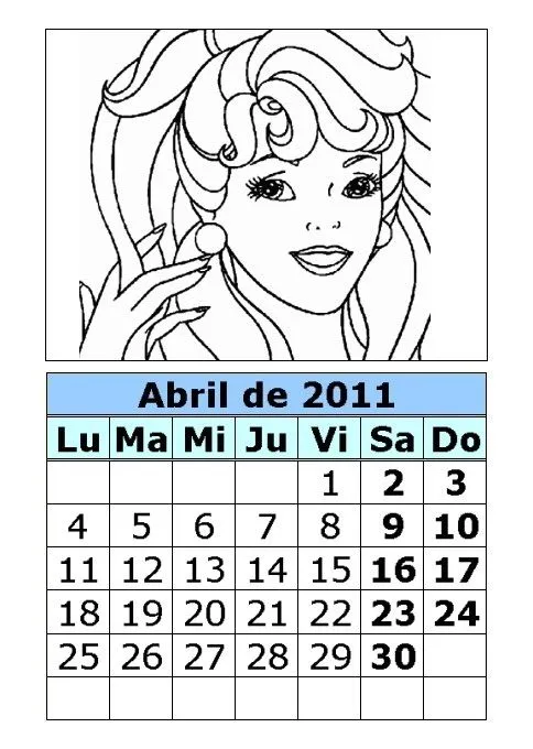 Calendario de la Barbie para colorear de 2011 (2ª parte ... Calendario de la Barbie para colorear de 2011 (2ª parte ...