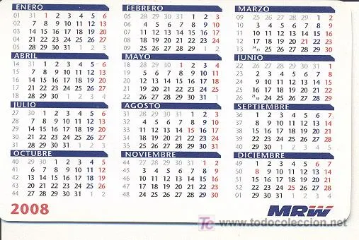 calendario de bolsillo, año 2008 - Comprar Calendarios antiguos en ...