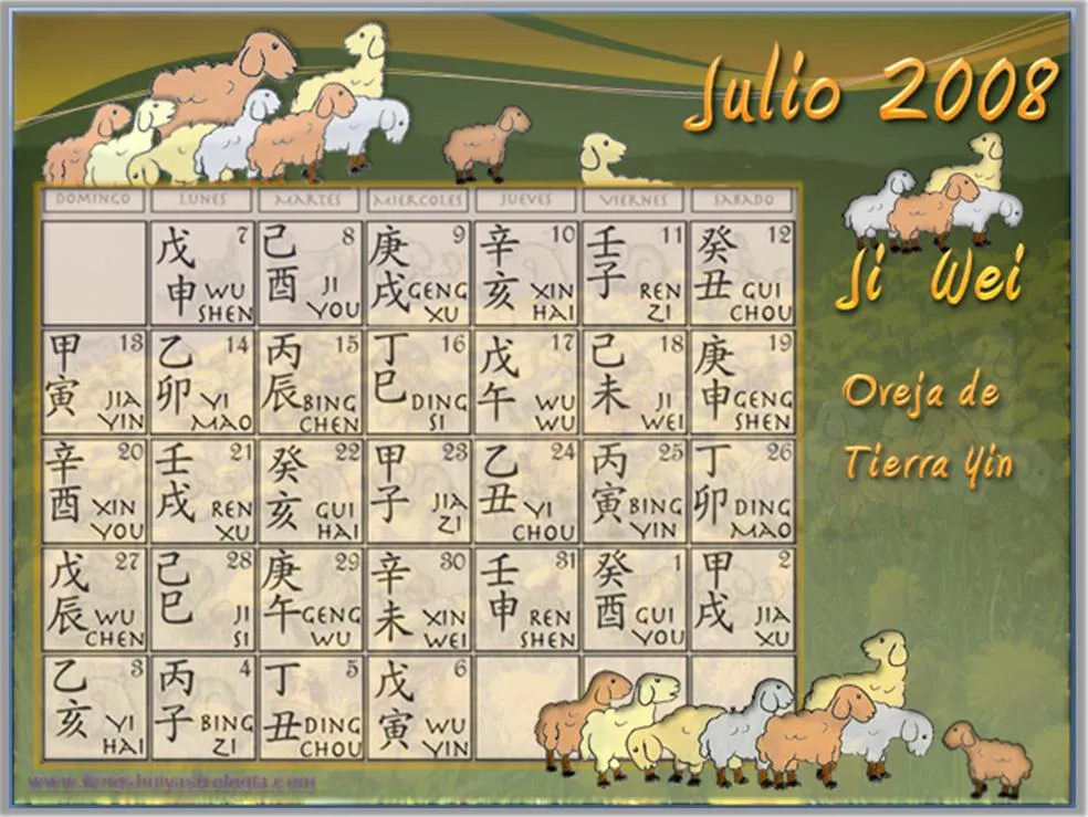 Calendario Chino Julio 2008 « Astrología China BaZi
