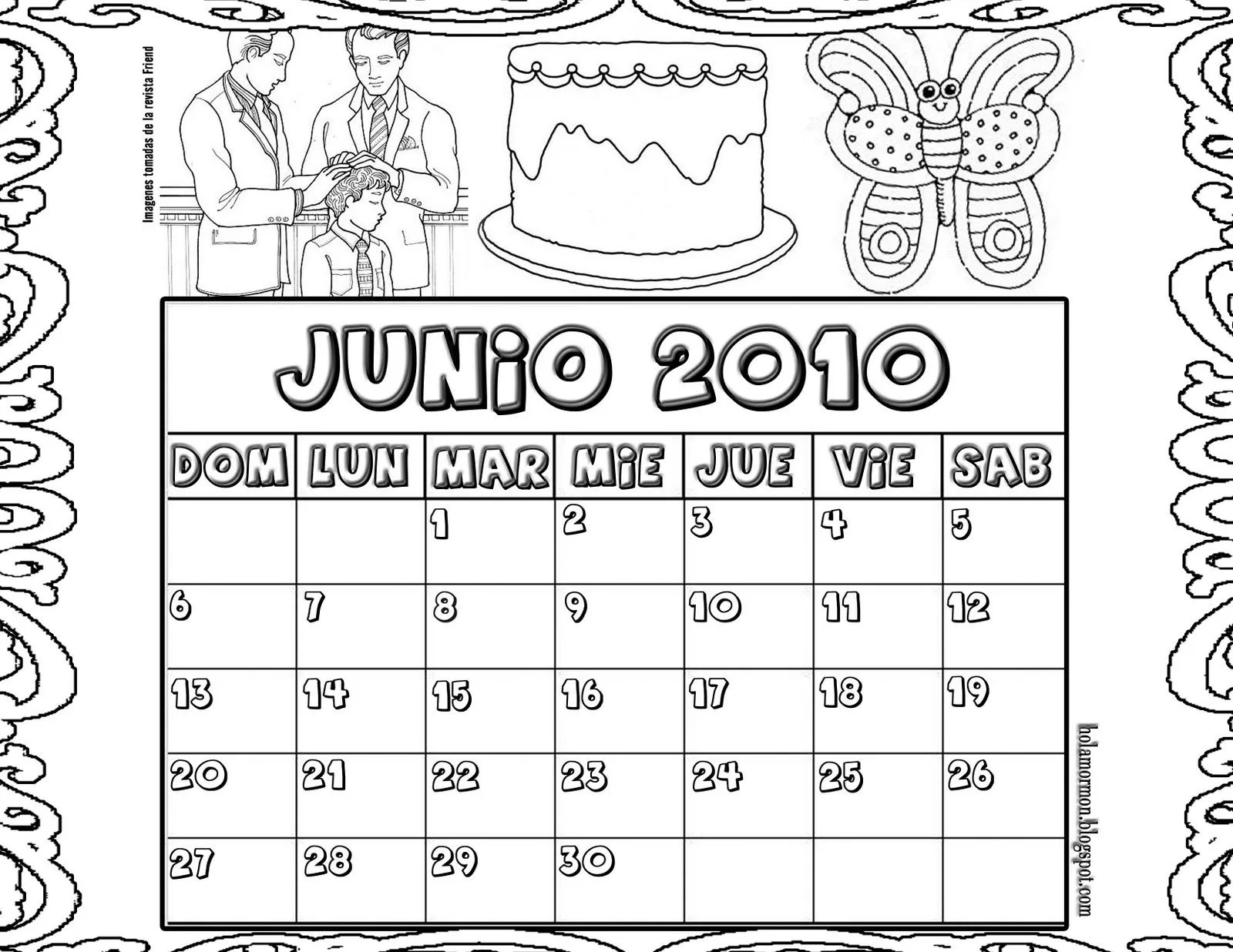 Calendario para colorear - Imageneitor
