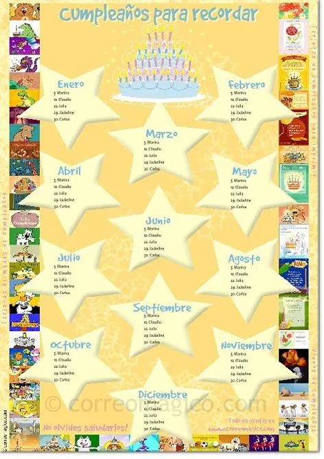 Calendario de cumpleaños para la oficina - Imagui