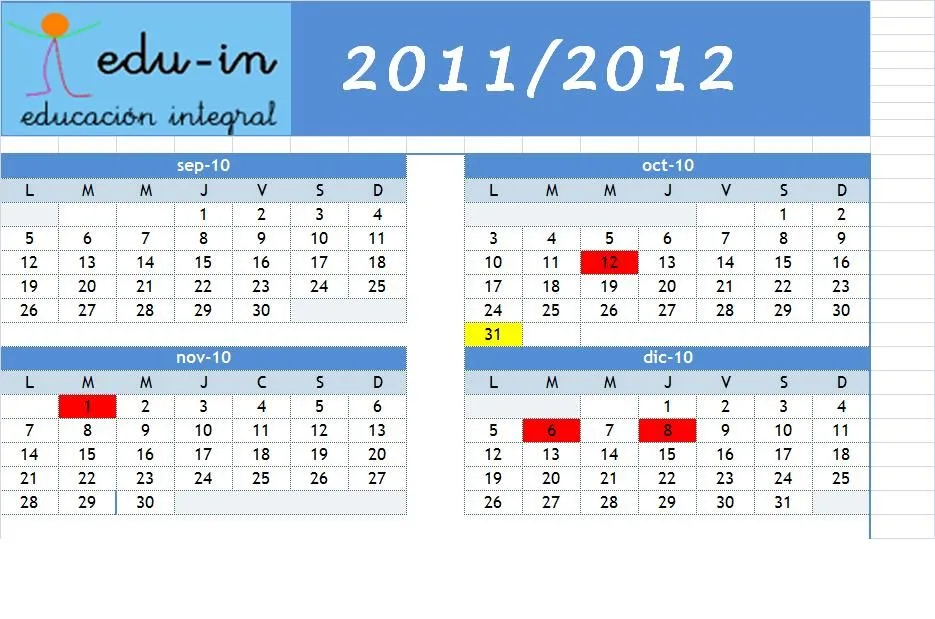 Calendario escolar 2011-2012 - Paperblog