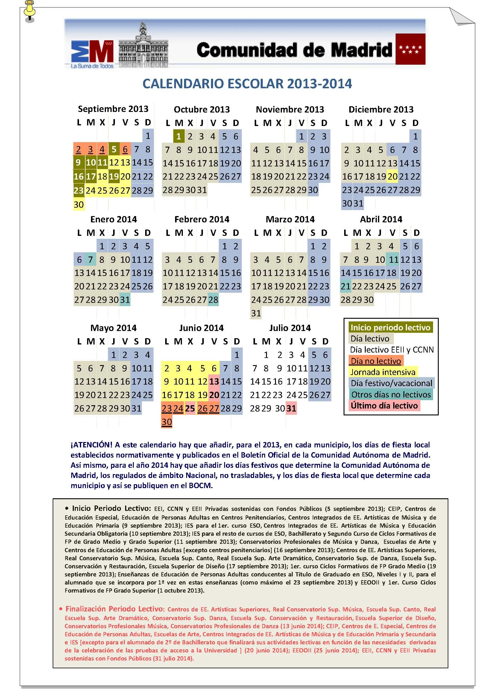 Calendario Escolar 2013 2014 Comunidad de Madrid | Área de ... Calendario Escolar 2013 2014 Comunidad de Madrid | Área de ...