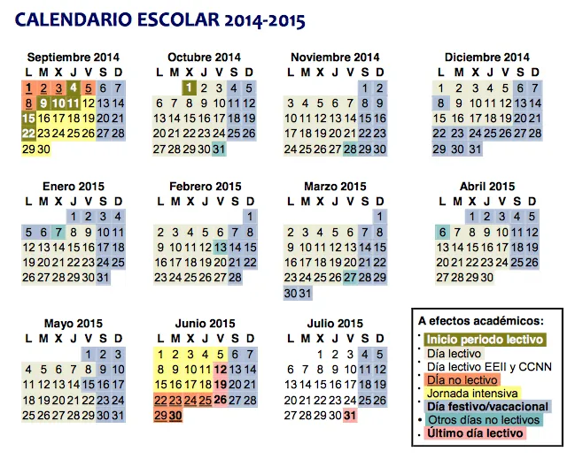 Calendario Escolar curso 2014-2015 | Blog del Ampa Instituto ...