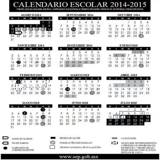 Calendario Escolar SEP 2014-2015 « El blog del Maestro Tawny Nava