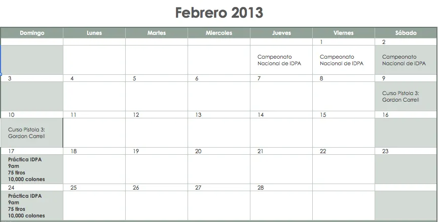 CALENDARIO PARA ESCRIBIR - Imagui