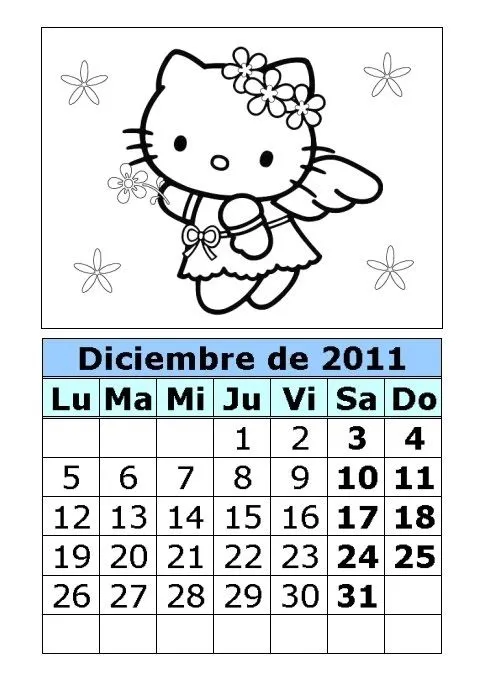 Calendario de Hello Kitty para colorear de 2011 (4ª parte ... Calendario de Hello Kitty para colorear de 2011 (4ª parte ...