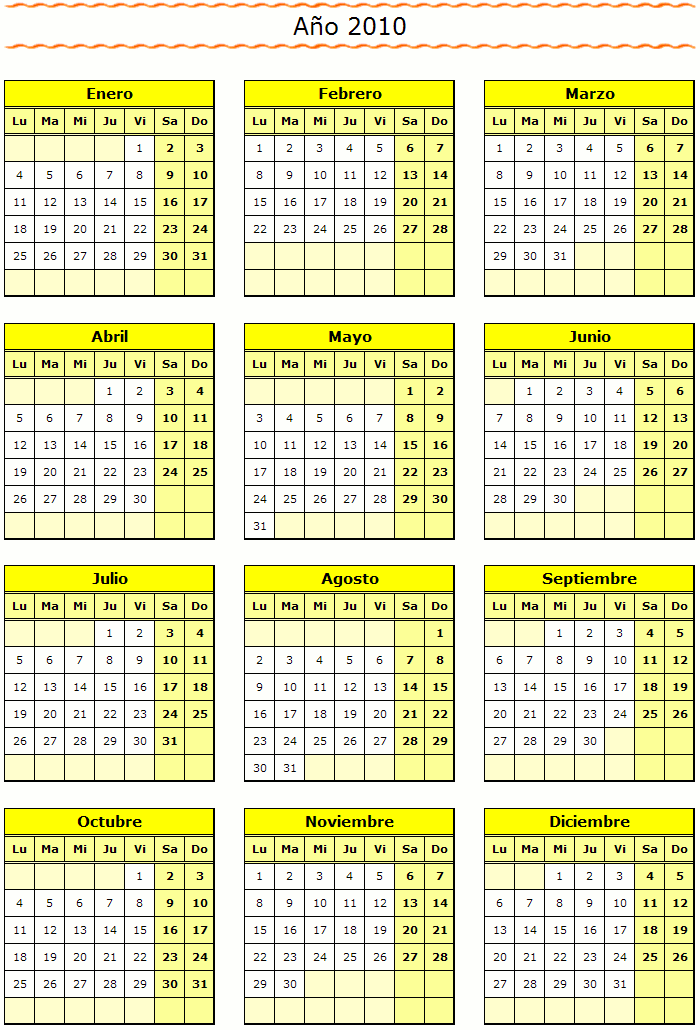 Calendario para imprimir elegante de 2010 : Calendarios para imprimir Calendario para imprimir elegante de 2010 : Calendarios para imprimir