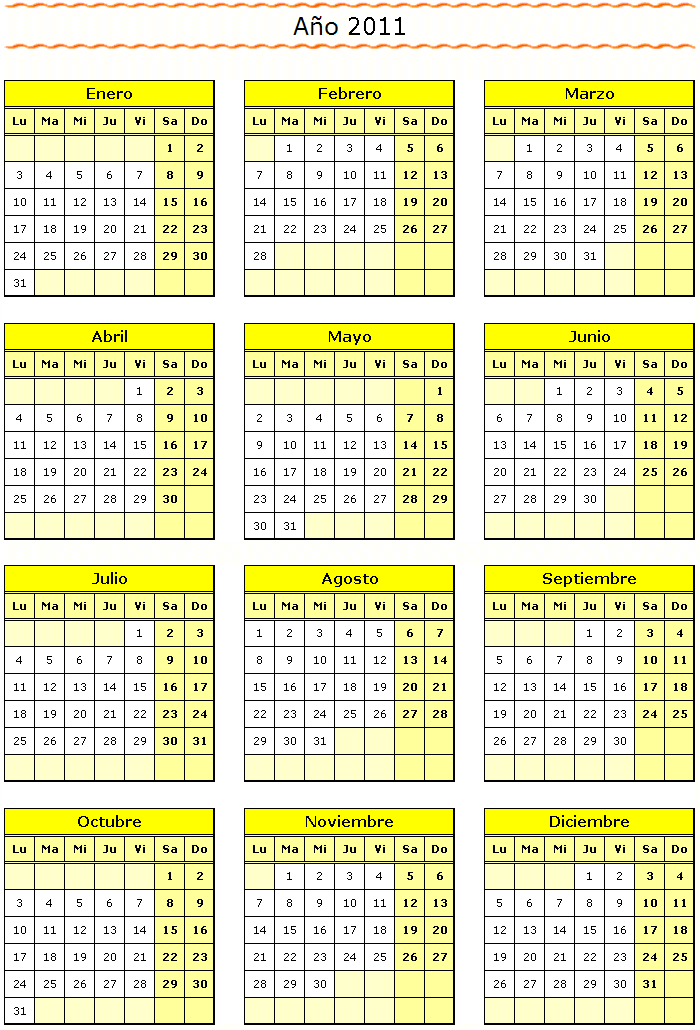 Calendario para imprimir elegante de 2011 : Calendarios para imprimir
