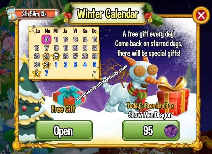 Calendario De Invierno | Amigos Para Dragon City