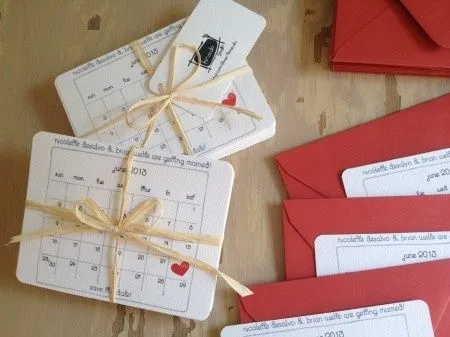 Calendario como invitación de casamiento